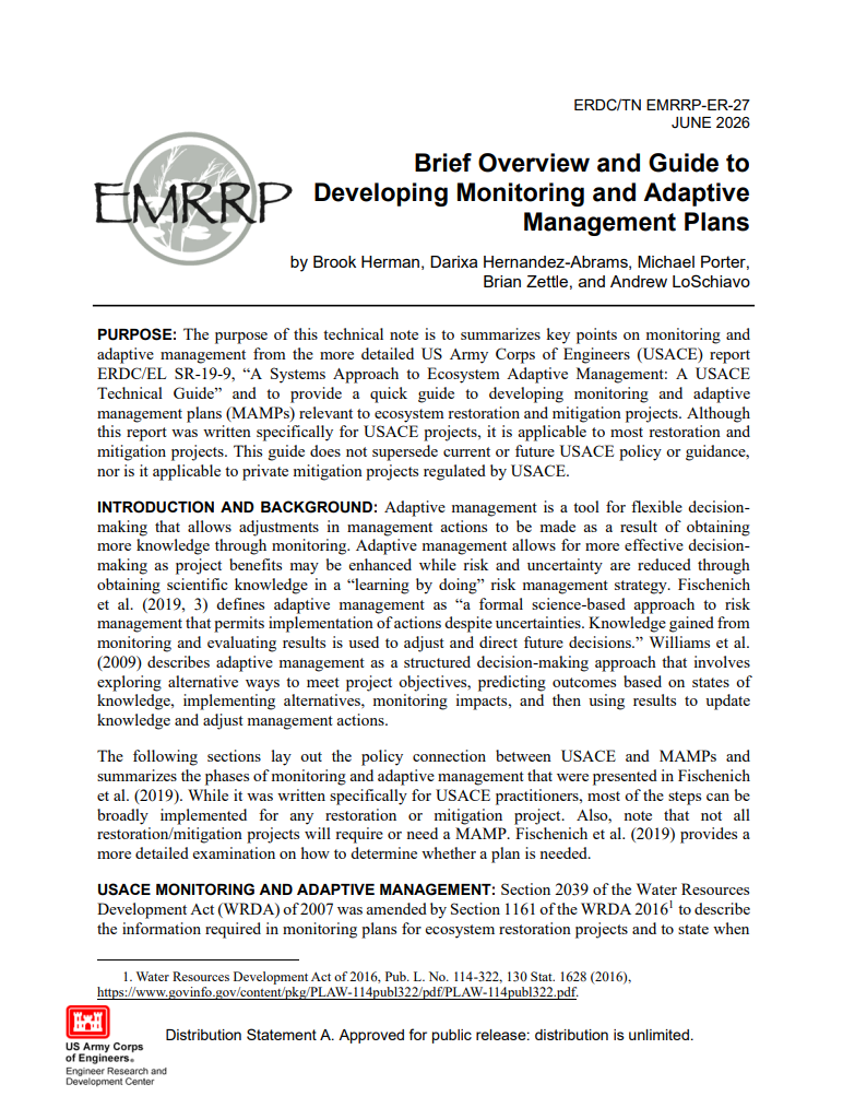 Cover page for Technical Note ERDC-TN-EMRRP-ER-27
